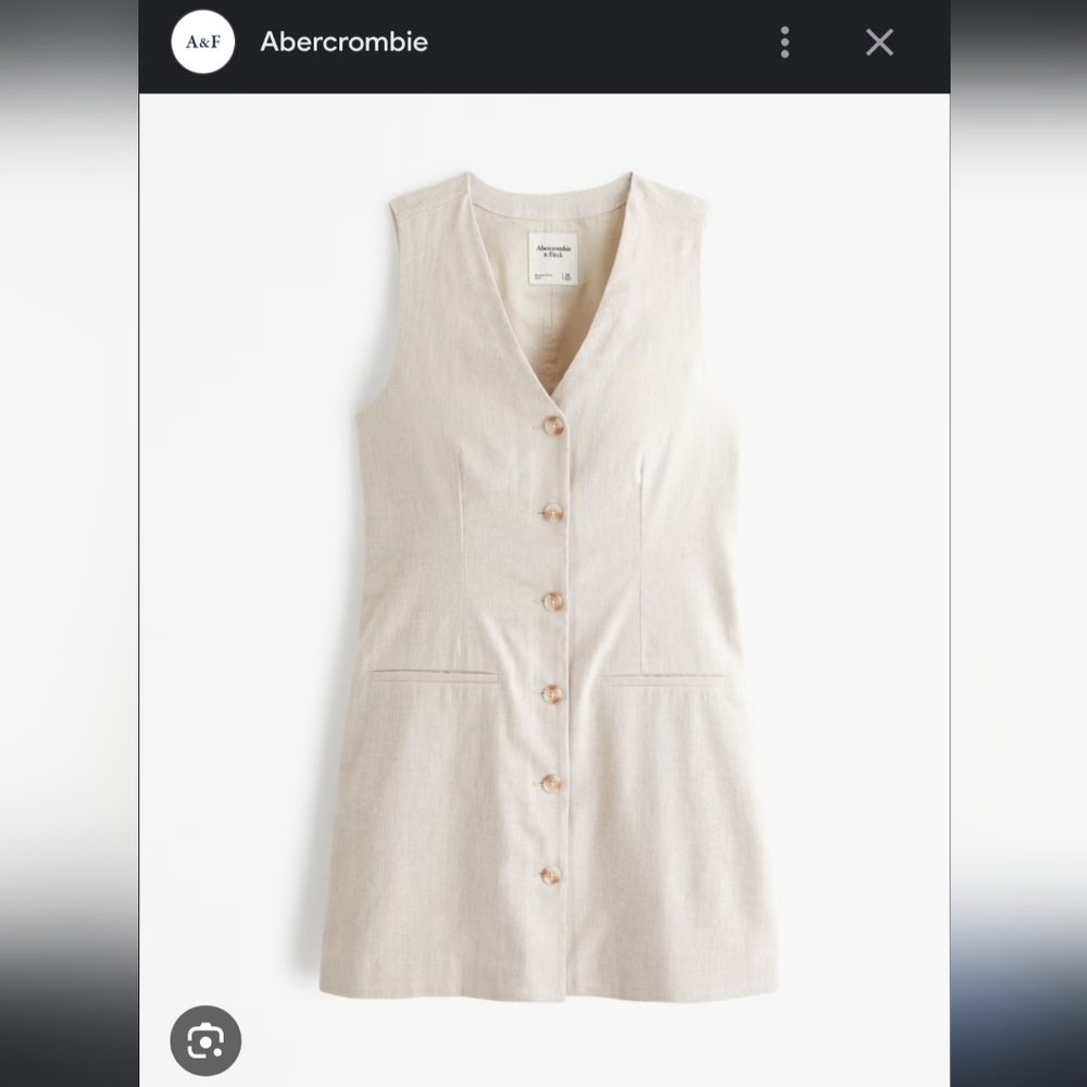 Abercrombie Beige Linen Blend Vest Mini Dress